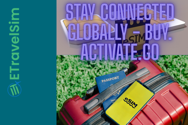 Traveler using smartphone with eSIM for global connectivity