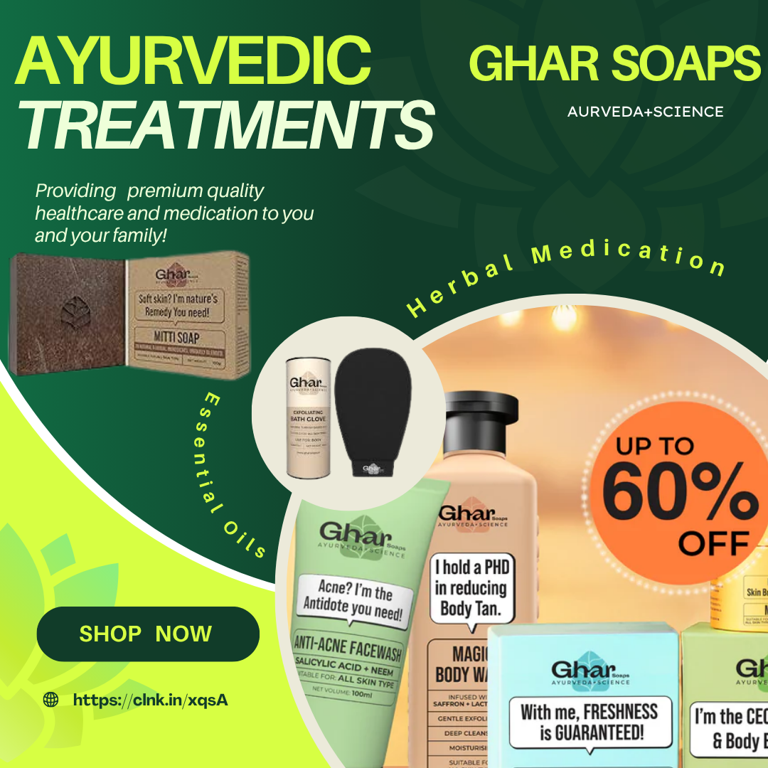 Ghar Soaps product collection featuring Ayurvedic and de-tan soaps made with saffron and sandalwood